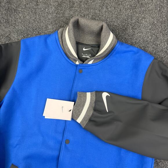 Nike Team Player Letterman Jacket Mens Small (S) Blue Gray DJ5971-493 NWT - Picture 1 of 9